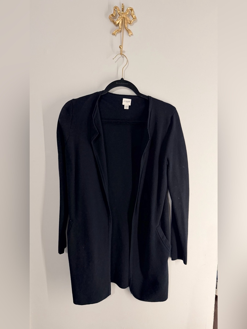 J. Crew Black Open-Front Long Cardigan